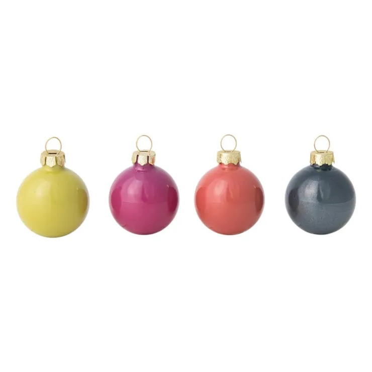 Xenos Box met kerstballen - multikleur - ø4 cm - set van 16- Kerstballen