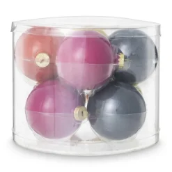 Xenos Box met kerstballen - multikleur - ø7 cm - set van 8- Kerstballen
