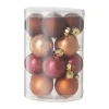 Xenos Box met kerstballen - rood - ø4 cm - set van 16- Kerstballen