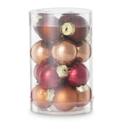 Xenos Box met kerstballen - rood - ø2.5 cm - set van 16- Kerstballen