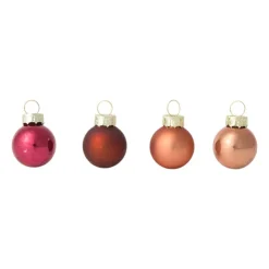 Xenos Box met kerstballen - rood - ø2.5 cm - set van 16- Kerstballen
