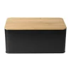 Xenos Broodtrommel met plank - zwart - 31x17x14 cm- Broodtrommels