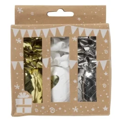 Xenos Cadeaulinten en strikken mix - goud/zilver/wit - set van 12- Cadeaulinten|Kerst Inpakken