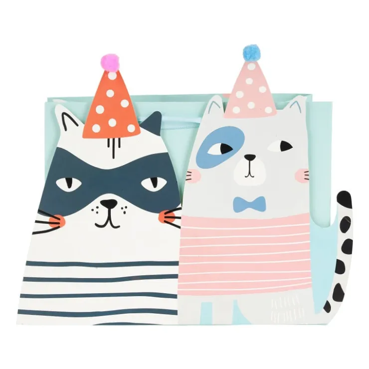 Xenos Cadeautasje cats - blauw - 18x21 cm- Cadeautasjes