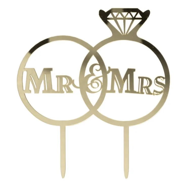 Xenos Cake topper Mr & Mrs - goud- Cake Toppers|Bruiloft