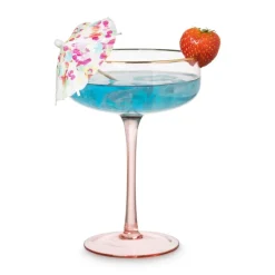 Xenos Champagnecoupe gouden rand - roze - 220 ml- Ijs|Champagneglazen