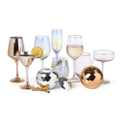 Xenos Champagnecoupe gouden rand - roze - 220 ml- Ijs|Champagneglazen