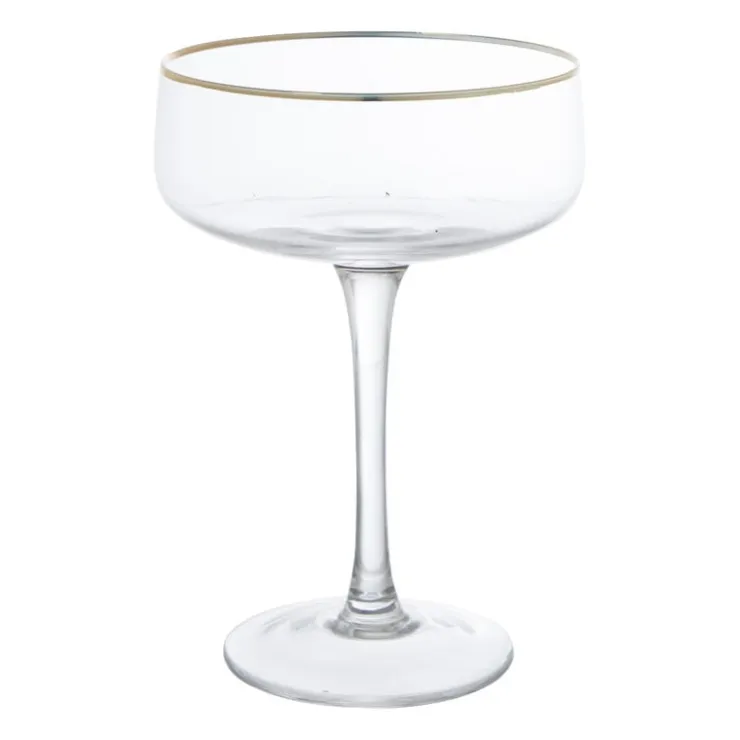 Xenos Champagnecoupe gouden rand - transparant - 220 ml- Champagneglazen