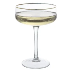 Xenos Champagnecoupe gouden rand - transparant - 220 ml- Champagneglazen