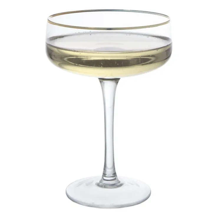 Xenos Champagnecoupe gouden rand - transparant - 220 ml- Champagneglazen