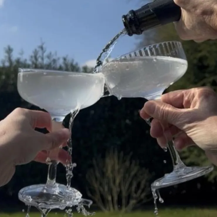 Xenos Champagnecoupe ribbel - glas - 200 ml- Champagneglazen