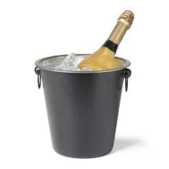 Xenos Champagnekoeler - mat zwart - ⌀ 22x20 cm- Likeurglazen