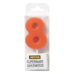 Xenos Cijferkaars 8 - diverse kleuren- Taartkaarsjes
