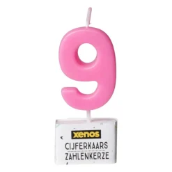 Xenos Cijferkaars 9 - diverse kleuren- Taartkaarsjes