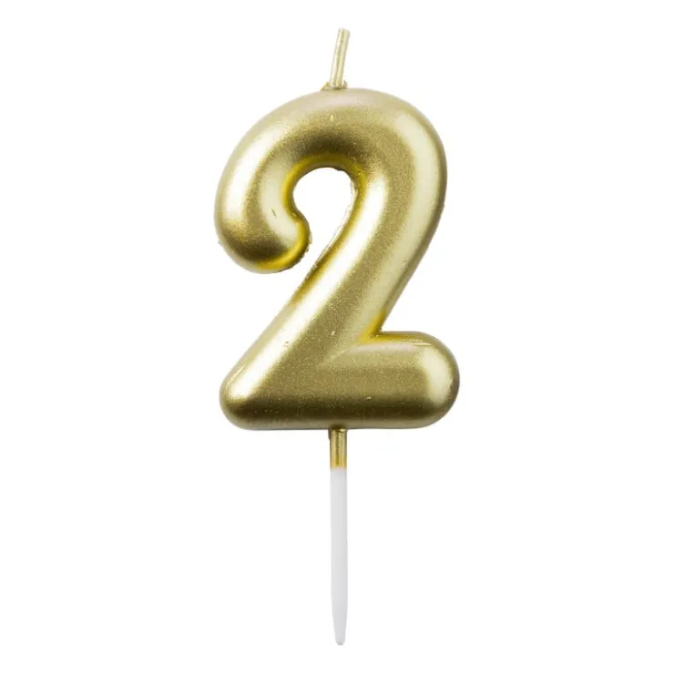Xenos Cijferkaars 2 - goud- Taartkaarsjes|Kinderfeestjes