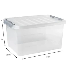 Xenos Clipbox 25 liter - 31x42x23 cm - set van 3- Opbergboxen