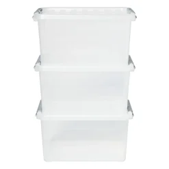 Xenos Clipbox 25 liter - 31x42x23 cm - set van 3- Opbergboxen