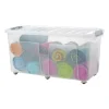 Xenos Clipbox met wieltjes - 100 liter - 80x40x40 cm- Opbergboxen
