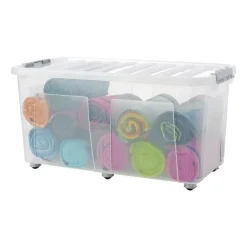 Xenos Clipbox met wieltjes - 100 liter - 80x40x40 cm- Opbergboxen