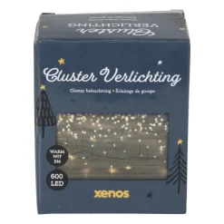 Xenos Cluster verlichting met LED lampjes - warm wit - 6.25 meter- Kerstverlichting|Kerstboom Verlichting