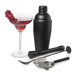 Xenos Cocktail lepel - zwart - 3,2x27,5 cm- Keukengerei|Lepels