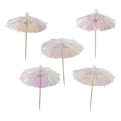 Xenos Cocktail parapluutjes iriserend - set van 12- Keukengerei