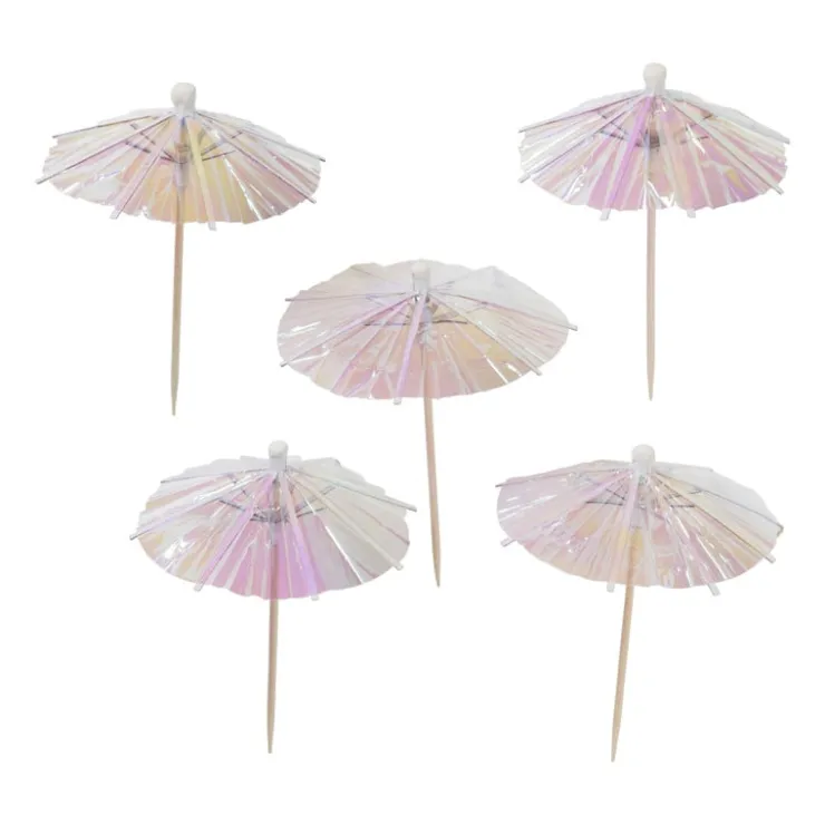 Xenos Cocktail parapluutjes iriserend - set van 12- Keukengerei