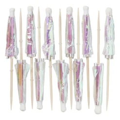 Xenos Cocktail parapluutjes iriserend - set van 12- Keukengerei