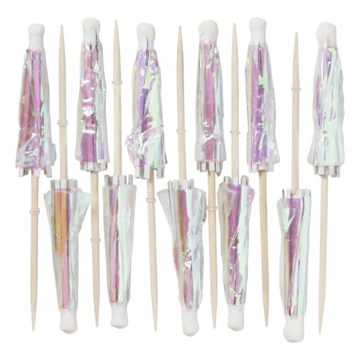 Xenos Cocktail parapluutjes iriserend - set van 12- Keukengerei