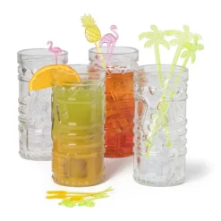 Xenos Cocktail roerstaafjes - flamingo - set van 12- Wegwerpservies|Buitenservies