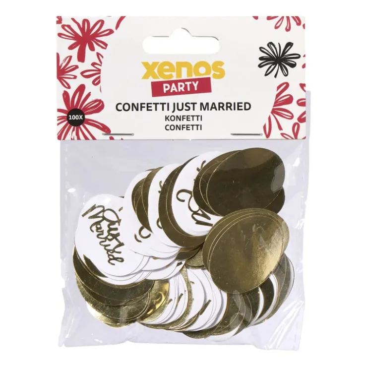 Xenos Confetti just married - goudkleurig - set van 100- Bruiloft|Confetti