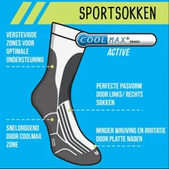 Xenos Coolmax sportsokken 35/38 - wit/grijs - 2 paar- Sportsokken