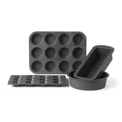 Xenos Cupcakevorm siliconen - grijs - 33x25x3 cm- Bakvormen