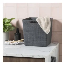 Xenos Curver jute opbergmand cube - 17 liter - grijs- Opbergboxen