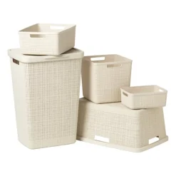 Xenos Curver jute opbergmand cube - 17 liter - beige- Opbergboxen