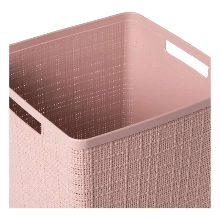 Xenos Curver jute opbergmand cube - 17 liter - roze- Opbergboxen