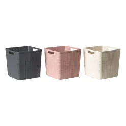 Xenos Curver jute opbergmand cube - 17 liter - roze- Opbergboxen