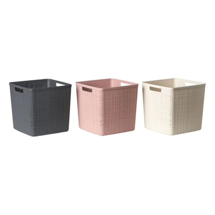 Xenos Curver jute opbergmand cube - 17 liter - roze- Opbergboxen