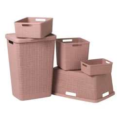 Xenos Curver jute opbergmand cube - 17 liter - roze- Opbergboxen