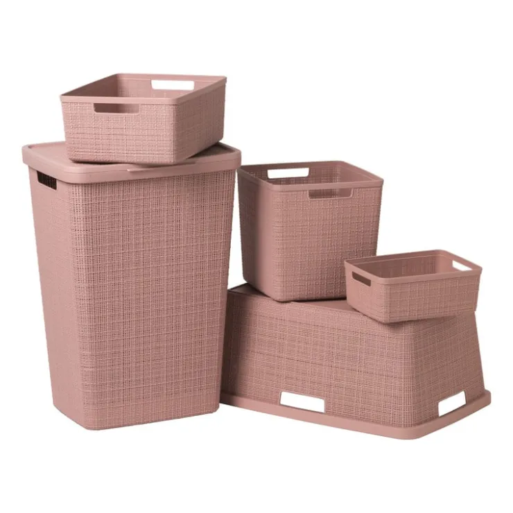 Xenos Curver jute opbergmand cube - 17 liter - roze- Opbergboxen