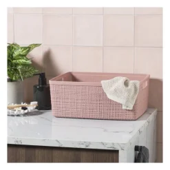 Xenos Curver jute opbergmand M - 12 liter - roze- Opbergboxen