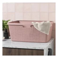 Curver jute wasmand - 46 liter - roze- Wasmanden