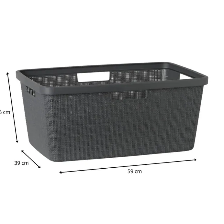 Curver jute wasmand - 46 liter - grijs- Wasmanden