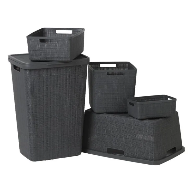 Curver jute wasmand - 46 liter - grijs- Wasmanden