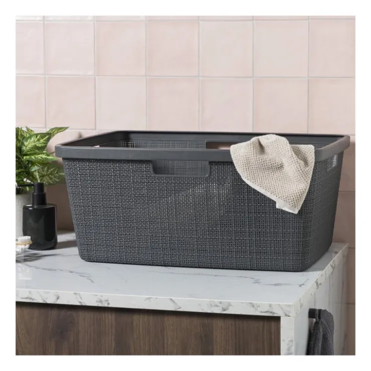 Curver jute wasmand - 46 liter - grijs- Wasmanden