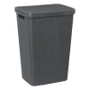 Curver jute wasmand met deksel - 58 liter - grijs- Wasmanden