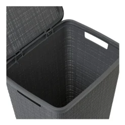 Curver jute wasmand met deksel - 58 liter - grijs- Wasmanden