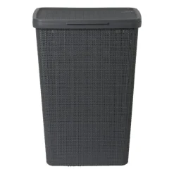 Curver jute wasmand met deksel - 58 liter - grijs- Wasmanden