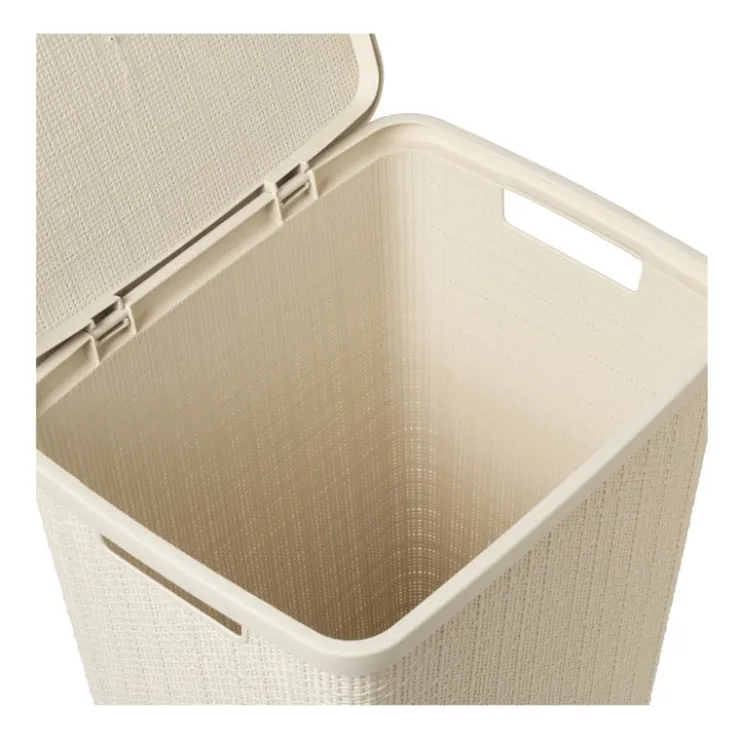 Curver jute wasmand met deksel - 58 liter - beige- Wasmanden