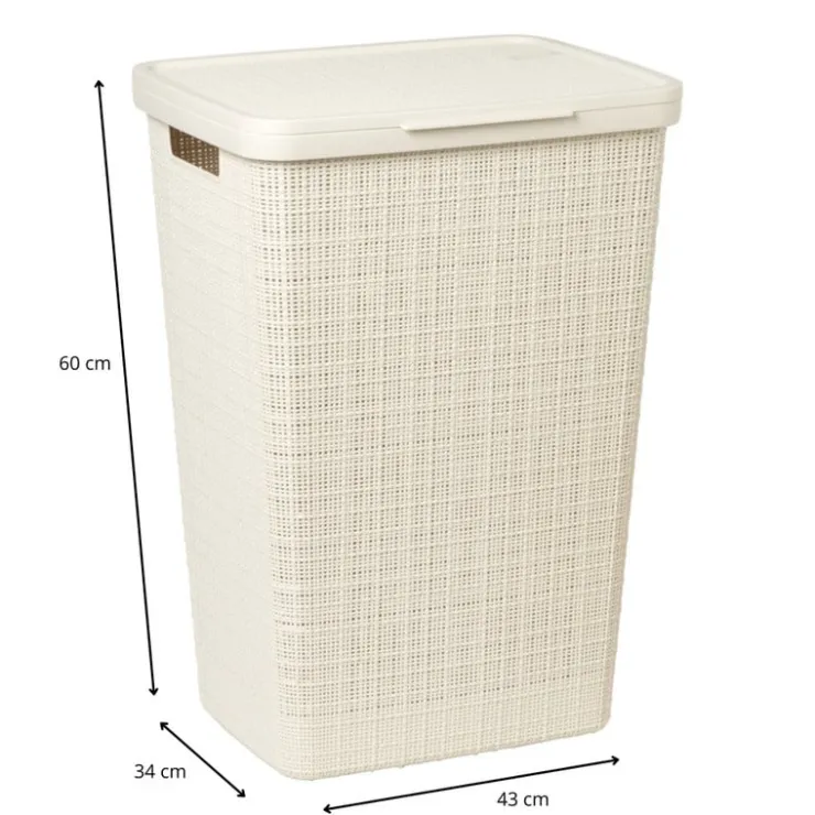 Curver jute wasmand met deksel - 58 liter - beige- Wasmanden